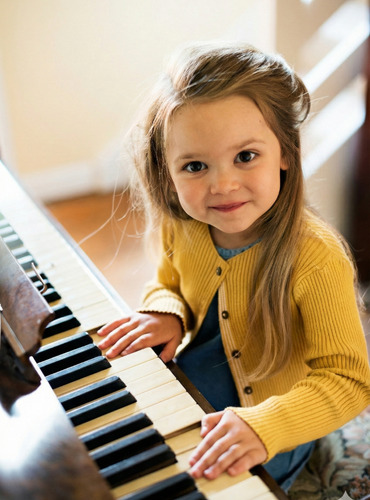 nina tocando el piano musikal escuela musica burgos